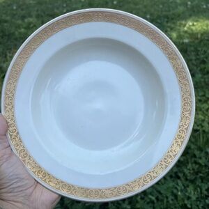 Vintage Pair of Ovington Bros./T&V Limoges Plates Encrusted Gold Design